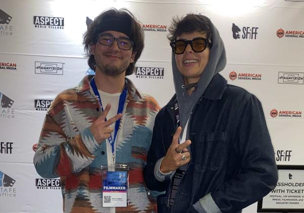 Taken at the Santa Fe International Film Festival before the presentation of their film about the Thunderbird Lanes Bowling Alley in Grants, Peter Dubois (left) and his co-director Sinai Basua (right).