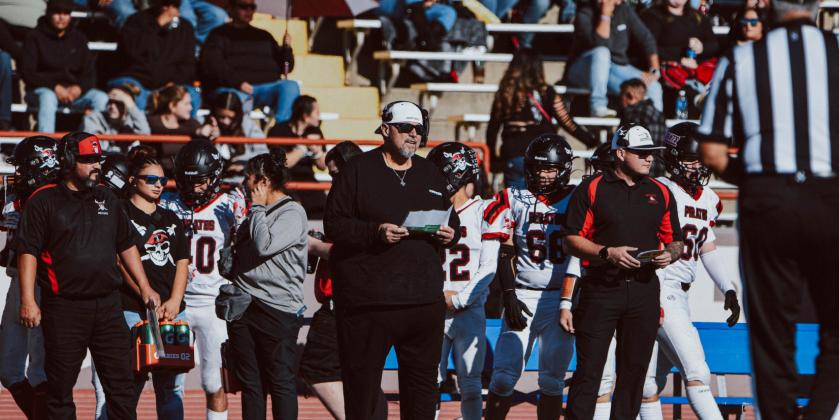 Grants Pirates Head Coach Steve Brown, this past Saturday in the quarter-final game against St. Pius, was ejected from the game by officials late in the second quarter, as well as one GHS football player who was also ejected in that second quarter. These were separate incidents. The Pirates lost to the Sartans 46-14, ending their season with a 6-6, 4-3. Franklin Romero - CC