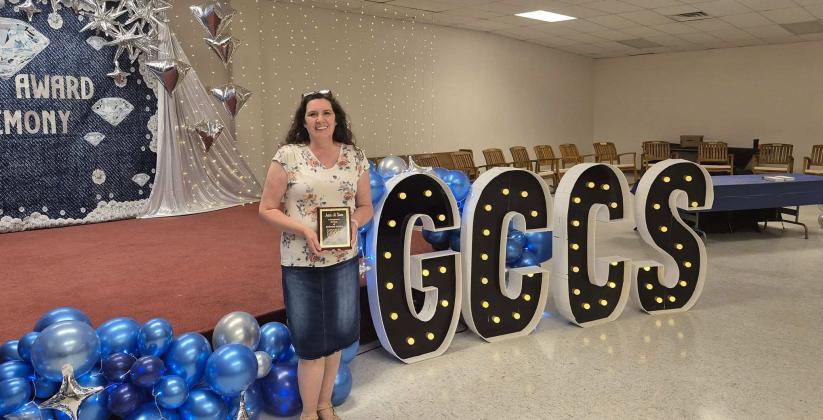 Anissa Shaver, Drama and English teacher at Grants High School, was recognized on May 28, 2025, for 10 years of service with Grants-Cibola County Schools and 26 years in education overall. Shaver has expanded access to theater opportunities for her students, including trips to Broadway performances and state productions. Courtesy Photo