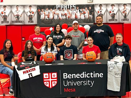 All smiles last month as John “JJ” Horacek signed his letter of intent to play basketball at Benedictine University in Mesa, Arizona. Horacek played four years of basketball for the GHS Pirates and averaged as a senior 12 points, 3.5 assists, 2.8 steals, 3.6 deflections and 4.29 rebounds per game. Franklin Romero - CC