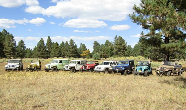 Group of Jeepsters, 2nd roll of dice &amp;amp; card draw at FR50. Photo by Roger Siegmann