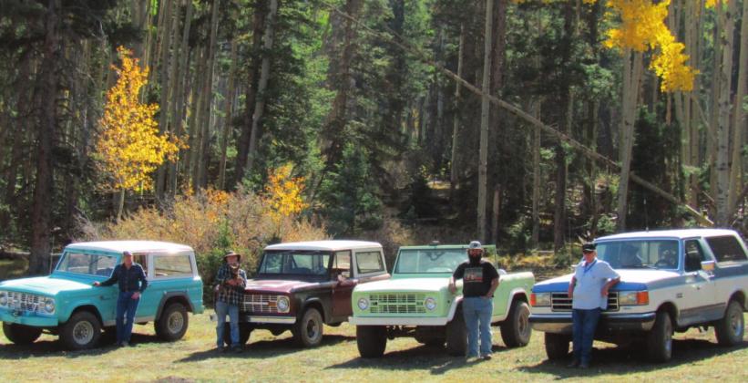 Those at participated in the third annual Bronco Round up include (from left) George Knotts, Roger Siegmann with Mascot ,Duke Marie, Jacob Vigil and Bill Barnes. Courtesy photo