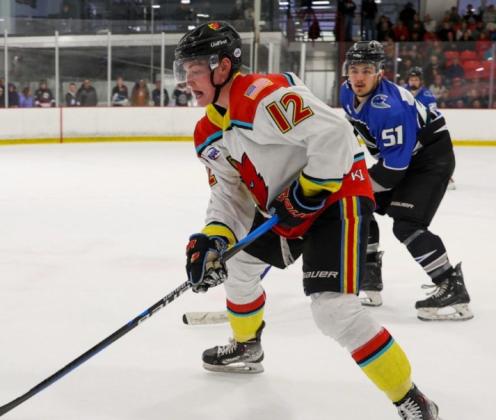 From left to right: Defenseman Francois De Villiers, Defenseman Damon Bickler and Forward Ethan Hull. Photo credits Zach Price