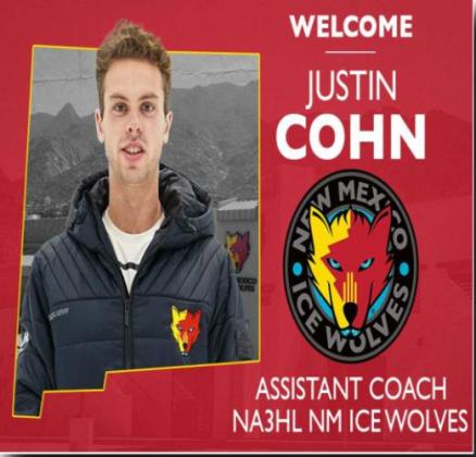 Justin Cohen Named Assistant Coach of the New Mexico Ice Wolves NA3HL Team