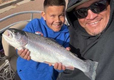 Mateo Baca, fishing with his grandfather, Marcos Gulin, caught four channel catfish, with the largest measuring 26 inches and weighing 7 pounds, using Carolina rigs with Gamakatsu circle hooks and raw shrimp from the bank on July 12. Courtesy Photo