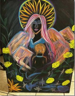 During the Festival of Wreathes, Erin Vega created an artwork, which was donated to Roberta’s Place and will be hung in the shelter, titled “You’re Love. You’re Worthy.” PHOTO – Courtesy