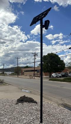 A Flock Safety camera stands along Roosevelt Avenue on the property where the Cibola Communities Economic Development Foundation building is located, across from Cibola General Hospital. Grants Police Chief Monte said the City is working with Flock Safety to remove the equipment, though a removal date had not yet been provided. Diego Lopez - CC