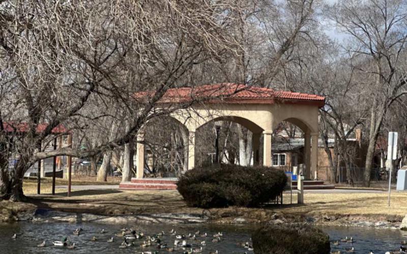 Grants Riverwalk Park is seen on March 17, 2026, with ducks gathered along the water and newly updated park features visible in the background. Grants MainStreet has continued putting working effort into the Riverwalk, including new benches and updated play equipment that are helping refresh one of the city’s most visible public spaces. Diego Lopez - CC