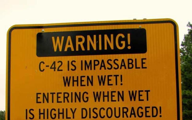 Road sign at the Hwy 53, CR 42 intersection. Photo by John Kuehnert NPS