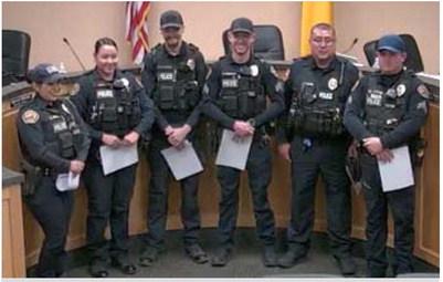 Life-Saving Medal awardees from left to right: officer Carmillia Speck, officer Leanda Abeita, officer Ty Robinson, Sergeant Ryan Thatcher, Sergeant Steven Shutiva, and Sergeant Anthony Kemp. Courtesy Photo