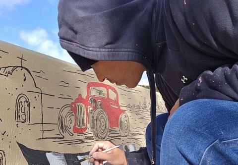Route 66-Themed Mural Taking Shape on Santa Fe Avenue in Grants