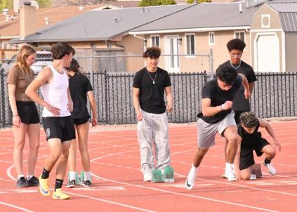 Cardenio Chavez a senior on the Grants High School Boys’Track team hits it hard at a recent practice at GHS. Courtesy Photo