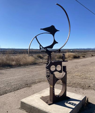 This statue adorns the entranceway to the Double Six Art Gallery in Grants, New Mexico. It is only one of many magnificent pieces in and around the gallery. The piece survives because of the dedicated staff, both paid and volunteer, at the Cibola Arts Council, a group which is currently seeking a director to keep up the community work of Double Six Art Gallery. Faith Mosley - CC