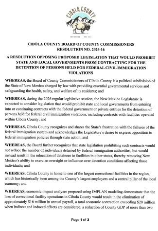 This is only PROPOSED. The Cibola County commission will debate this the night of Jan. 22 after 5 p.m.