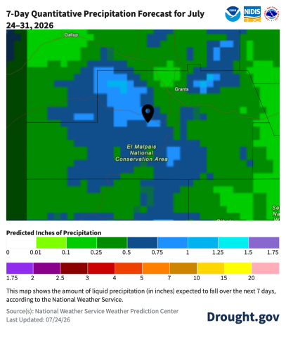 USDM expects rain over the next week.