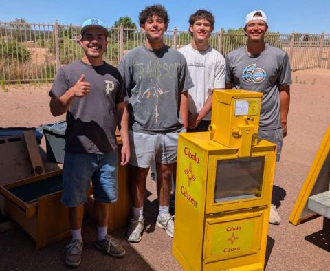 With the help from baseball coach Mike Furbee gathering these fine young men, Chris Chambers, Evan Taylor, Ethan Taylor and Dominic Gonzales helped the Cibola Citizen move equipment out of its former office as the newspaper transitioned out of its physical space. Their help during a difficult moment was deeply appreciated as the Citizen continues serving Cibola County without a permanent office. Sylvia Anzures Gonzales - CC