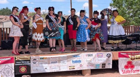 The first annual “Miss Spokes on 66” event winners were celebrated with sashes, crowns, and flowers. It featured a variety of activities, including fun facts and games for the judges. Miss Cindy DeVille was awarded the title of Miss Congeniality, embodying the Spirit of the Mother Road. Michelle Muse took first runner-up, and Nancy Byrd was crowned Miss Spokes 66. Each contestant received a swag bag filled with items donated for the event. Sylvia Anzures Gonzales - CC