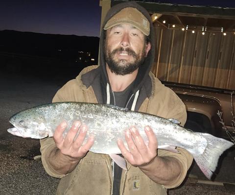 Julian Griego caught a 27in rainbow trout at Bluewater Lake March 11 Courtesy Photo