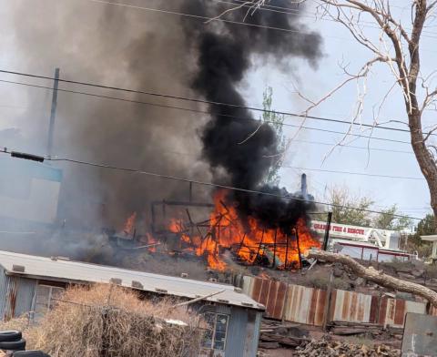 Heavy smoke rises from a fire near Acoma and Johnson Streets in Grants on Friday, June 5. Grants Police said the fire began in a shed, spread to a nearby home and damaged one vehicle. No injuries were reported, and police said the fire was accidental and caused by a vehicle malfunction. Sylvia Anzures Gonzales - CC