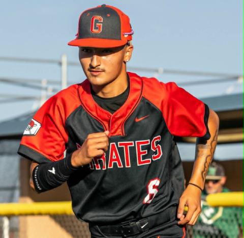 Estevan Barela, a 2026 Grants High School graduate celebrates with his team, ABA, after qualifying to play in the Connie Mack World Series to be held later this summer. Franklin Romero - CC