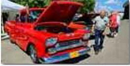 A bright red classic truck steals the show at a previous Spokes on 66 event. The car show and community festival returns to Grants on Saturday, June 7, promising a day full of family fun, music, and activities for all ages. Courtesy Photo