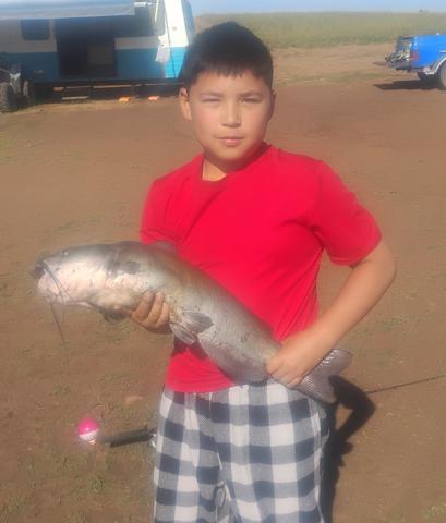 Francisco Garcia caught a 6-pound catfish using hot dogs on Aug. 24
