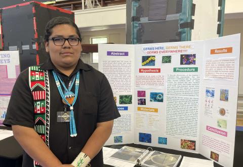 Ryan Tortalita, a10th-grader at Grants High School, competed in the senior division of the New Mexico Science and Engineering Fair, held April 14-15, 2023, at New Mexico Tech in Socorro. Courtesy Photo