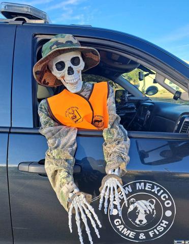 Early in the morning of October 31, officers apprehended Blake Skeleton for haunting without a license and exceeding the candy bag limit. Keep an eye out for anyone trying to poach your Halloween candy. Happy Courtesy photo