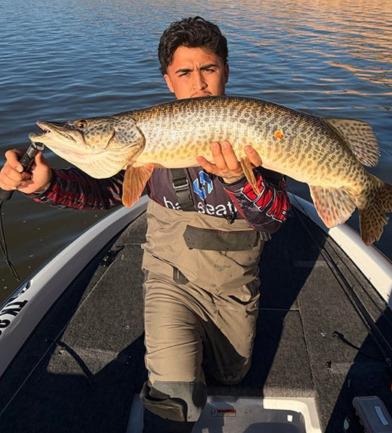 Elijah Sanchez caught and released eight trout and two tiger muskies using a 6th Sense spinner on Dec. 13. Courtesy Photo