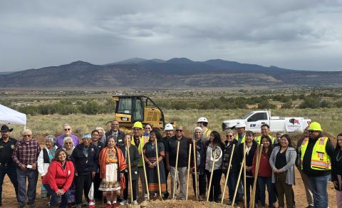 Community members, elders, tribal leaders, and project partners gather Sept. 19 at the Pueblo of Acoma for the groundbreaking of the new Educational Resource Center and Senior Center. The projects are part of a long-term vision to connect generations and preserve language, culture, and traditions. Diego Lopez - CC
