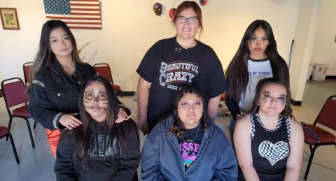 GHS drama classes practice their face painting at the Double Six Art Gallery. Pictured- Alexandrea Pasamonte, Faith Valdez, Mya Delgarito, Skye Shandee, Isabelle Torivio, Mikura Rafael. Nathan Chavez - CC