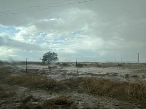 Rain on September 6, 2025, left Broadview Acres in North of Cibola County flooded. The photographed area is along an area of land which once housed an entire community but today is a ghost town with decrepit buildings and the remnants of a once thriving community. The ground, heavy with clay, could not soak up the deluge in time, creating flooding conditions. Courtesy Photo