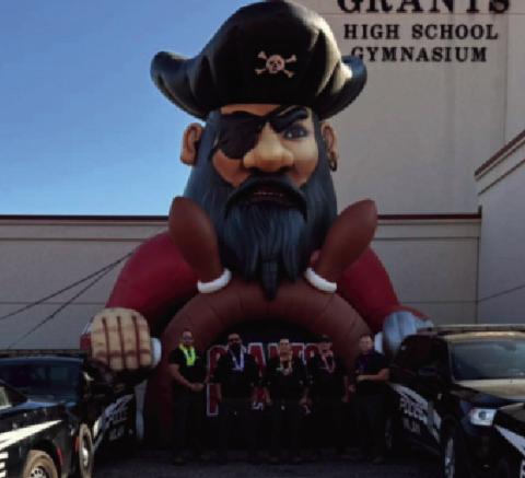 The Village of Milan Police Department would like to thank the Grants Pirates football team for the privilege of inviting us to present the team as they took the field at Friday’s game! Courtesy Photo
