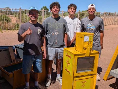 With the help from baseball coach Mike Furbee gathering these fine young men, Chris Chambers, Evan Taylor, Ethan Taylor and Dominic Gonzales helped the Cibola Citizen move equipment out of its former office as the newspaper transitioned out of its physical space. Their help during a difficult moment was deeply appreciated as the Citizen continues serving Cibola County without a permanent office. Sylvia Anzures Gonzales - CC