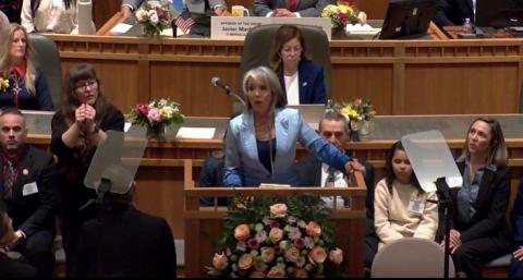 Gov. Michelle Lujan Grisham delivers her eighth and final State of the State address during a joint session of the New Mexico House and Senate on Tuesday, Jan. 20, 2026, at the State Capitol in Santa Fe, outlining her administration’s legislative priorities for the 30-day session. Courtesy Photo