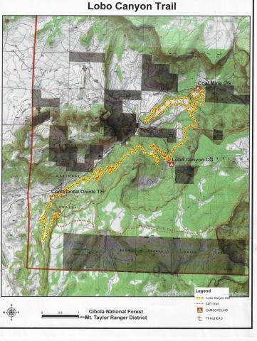 The map showcases the path the new Lobo Canyon Trail will take.