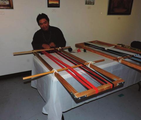 • Artist Harvey Thomas, Pueblo of Laguna, demonstrates belt weaving using his traditional loom. The Double Six Gallery, Grants, is hosting a four-part series featuring Native American artists demonstrating traditional artwork. Cibola Arts Council Courtesy photo