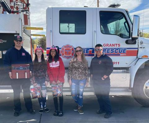 Girl Scout Troop 10656 visited Grants Fire and Rescue this morning. They donated a Ninja Air Fryer to our department. The guys were pleasantly surprised and the gift is truly appreciated. Pictured is McKayla Gallegos, Jayden Carwile, Sheyanne Carwile, Firefighter/EMT-B Rudy C’de Baca and Firefighter Coy Maes. Not pictured is Jenna Chavez and Natalie Chavez. Thank you for your thoughtful gift and supporting your local fire department. Courtesy Photo