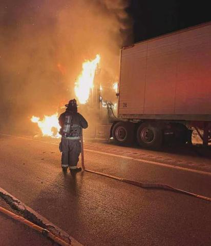 Firefighters Respond to Blazing Truck