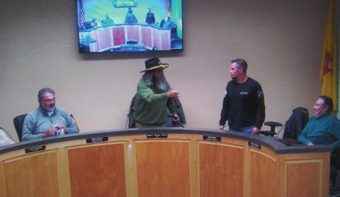 Grants Mayor Martin “Modey” Hicks and Councilman Eric Garcia exchange words following the mayors announcement to the public that the city has filed an injunction against him. Scott Ford - CC