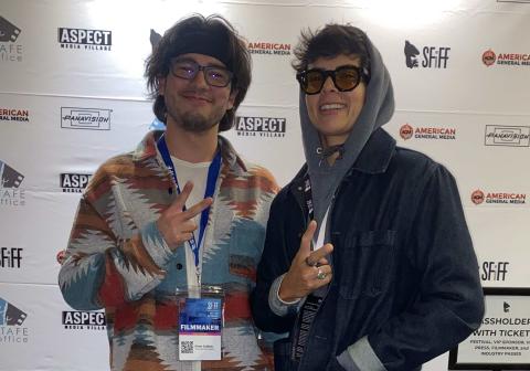 Taken at the Santa Fe International Film Festival before the presentation of their film about the Thunderbird Lanes Bowling Alley in Grants, Peter Dubois (left) and his co-director Sinai Basua (right).