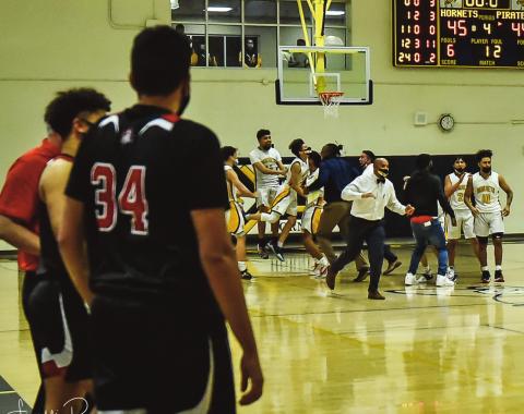 Franklin Romero. - CC "That game depicted the hard work and continued effort our guys have possessed all season---we would have loved to have come out on top," said GHS boys basketball head coach Lando Chavez of the narrow 1 point last-second shot loss (45-44) to the second-ranked team in the state, the Highland Hornets (7-3-71). The Pirates finish their season 5-5 and 4-4.