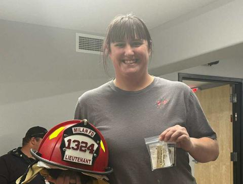 The Chief has promoted 1324 T. McCoy to the rank of Lieutenant. Lt. McCoy is currently an EMT-I, Firefighter 1and 2, Fire Instructor 1, and Wildland Type 2. Her hard work and dedication to providing for our communities, and drive to being an exemplary firefighter to her peers and others, are what earned her this position. Congratulations and keep up the outstanding work, Lt. Courtesy of Milan Fire Department
