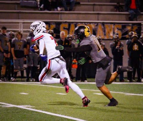Cody Melonas,7, with a catch in the 2nd quarter that later in that same drive led to a touchdown by Melonas. That touchdown was the only score for the Pirates in the 48-7 loss to St. Pius in the quarterfinals of the 4A state championships.