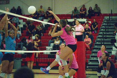 Local teams are in the core of their district season and every game and match now are crucial for their district standing. In this photo, the Lady Pirates in action at a recent home volleyball game against Valencia. The Pirates lost to Valencia in their district home opener 3-1. Franklin Romero - CC